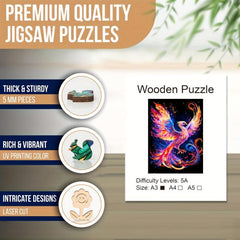 Colorful Bird Wooden Jigsaw Puzzles For Advanced Players Animal Shaped Pieces