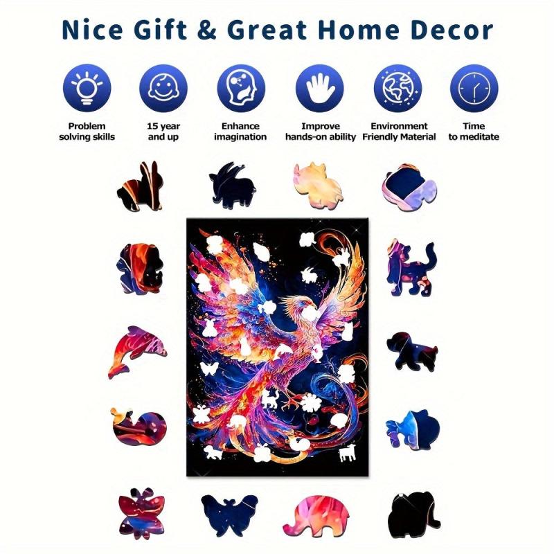 Colorful Bird Wooden Jigsaw Puzzles For Advanced Players Animal Shaped Pieces