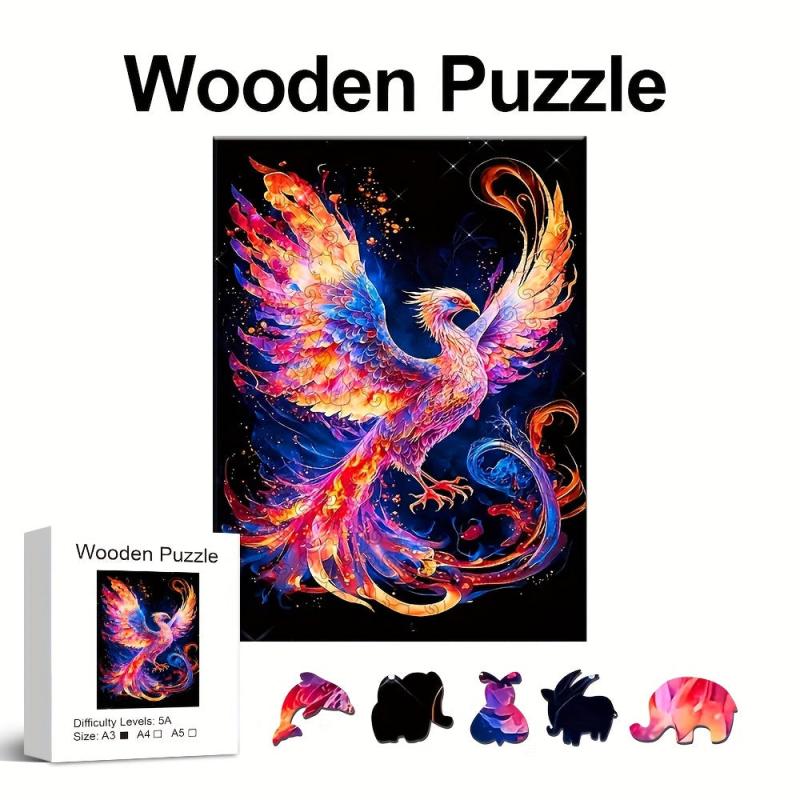 Colorful Bird Wooden Jigsaw Puzzles For Advanced Players Animal Shaped Pieces