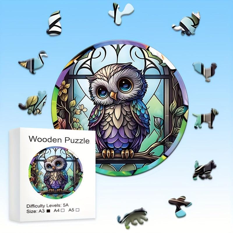 Owl Wooden Jigsaw Puzzle High Irregular Shape Animal Party Game