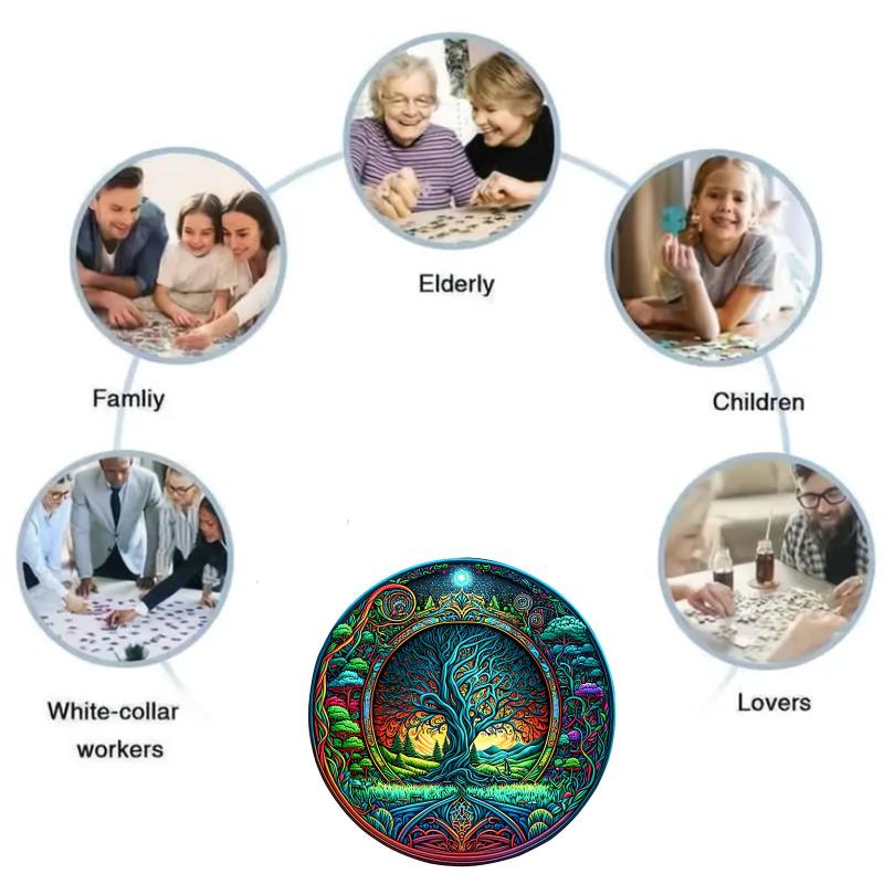 Starry Night God Tree Wooden Puzzle Adult Decompression Circular Magic Puzzle