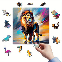 Rainbow Lion Wooden Jigsaw Puzzle Focus Exercise Improve Thinking Ability