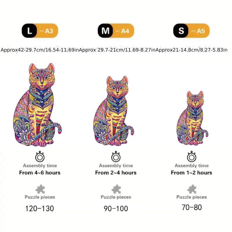 Flower Cat Wooden Puzzle Special Shapes Adult Creative Birthday Party Game
