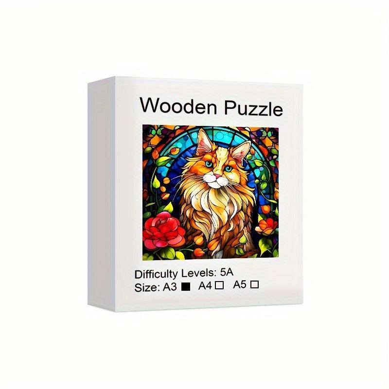Persian Cat Wooden Puzzle Irregular Shaped Animal Party Game