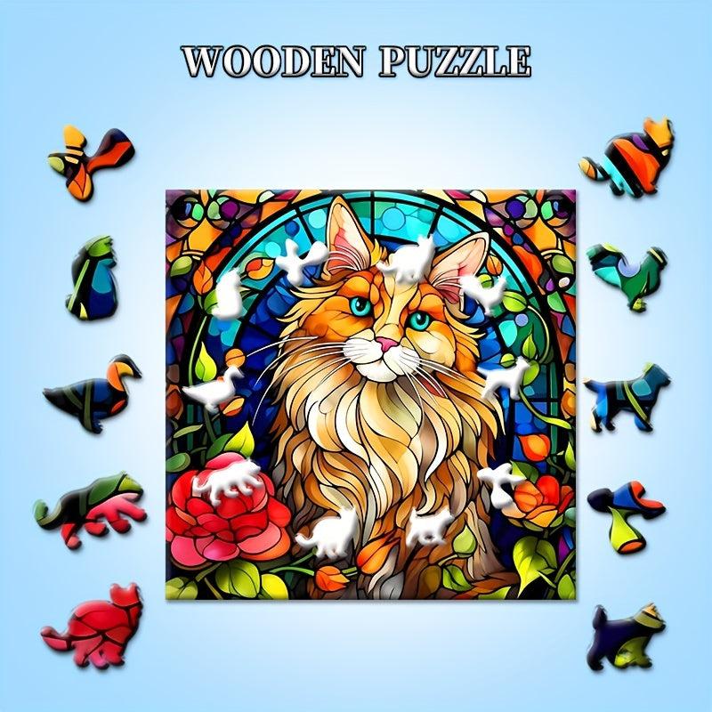 Persian Cat Wooden Puzzle Irregular Shaped Animal Party Game