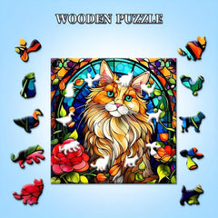 Persian Cat Wooden Puzzle Irregular Shaped Animal Party Game