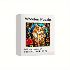 Persian Cat Wooden Puzzle Irregular Shaped Animal Party Game