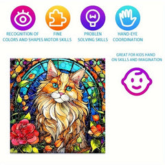 Persian Cat Wooden Puzzle Irregular Shaped Animal Party Game