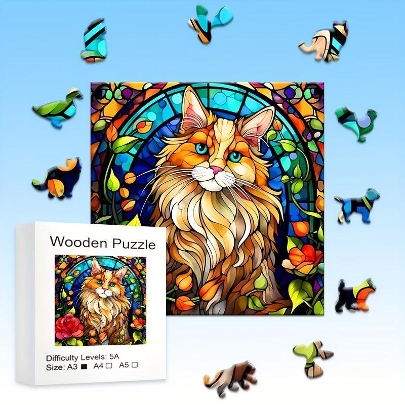 Persian Cat Wooden Puzzle Irregular Shaped Animal Party Game