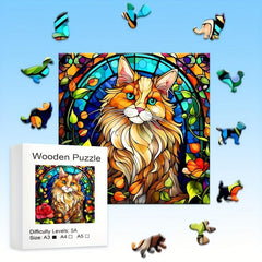 Persian Cat Wooden Puzzle Irregular Shaped Animal Party Game