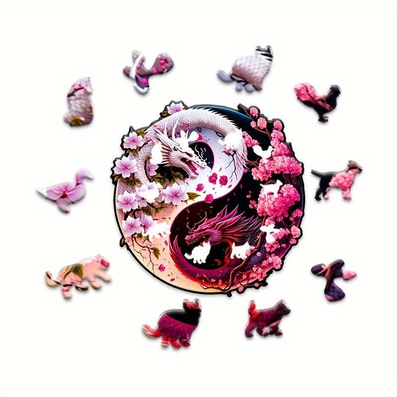 Dragon Yin Yang Wood Puzzle Advanced Players Halloween Christmas Games