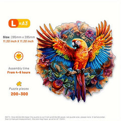 Parrot Wooden Puzzle, High Difficulty, Irregular Shaped Pieces