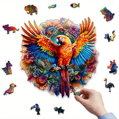 Parrot Wooden Puzzle, High Difficulty, Irregular Shaped Pieces