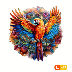 Parrot Wooden Puzzle, High Difficulty, Irregular Shaped Pieces