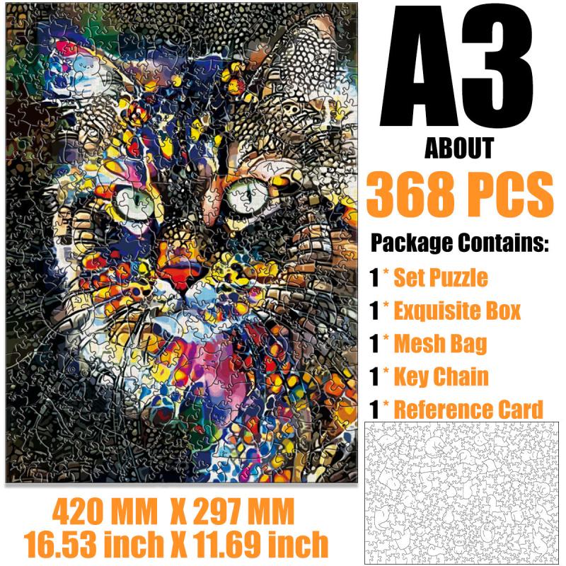 Colorful Cat Wooden Puzzle - Fun Family Game
