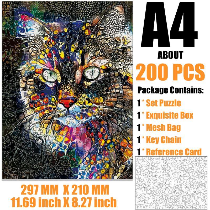 Colorful Cat Wooden Puzzle - Fun Family Game