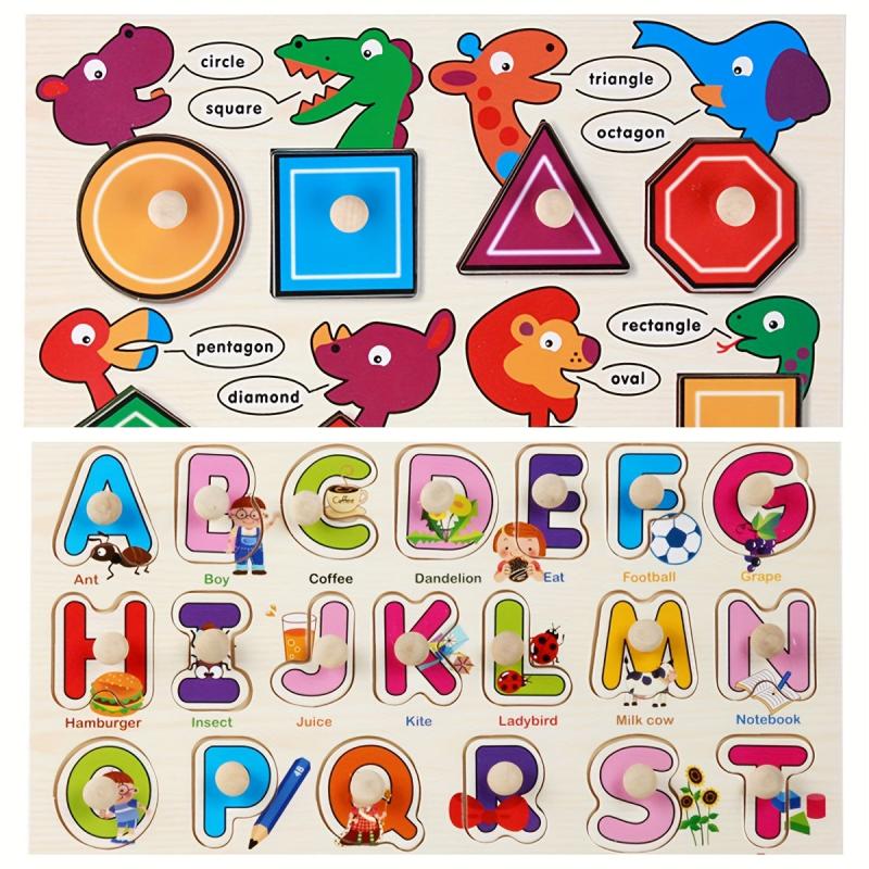 Wooden Spikes Puzzles For Toddlers Educational Toy Set