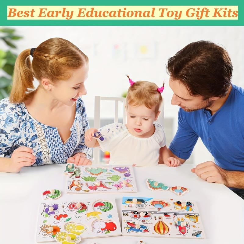 Wooden Spikes Puzzles For Toddlers Educational Toy Set