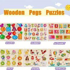 Wooden Spikes Puzzles For Toddlers Educational Toy Set