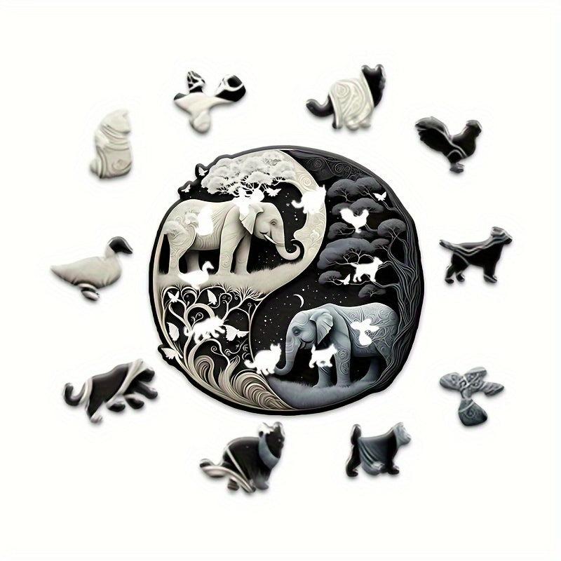 Elephant Yin Yang Wooden Puzzle Adult Toy Birthday Gift