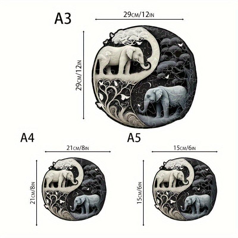 Elephant Yin Yang Wooden Puzzle Adult Toy Birthday Gift