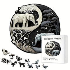 Elephant Yin Yang Wooden Puzzle Adult Toy Birthday Gift