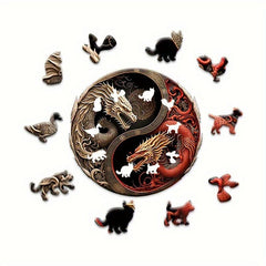 Dragon Yin And Yang Wooden Puzzle Alien Animal Puzzle Adult Puzzle