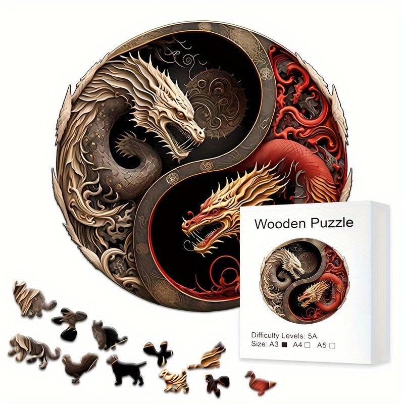 Dragon Yin And Yang Wooden Puzzle Alien Animal Puzzle Adult Puzzle