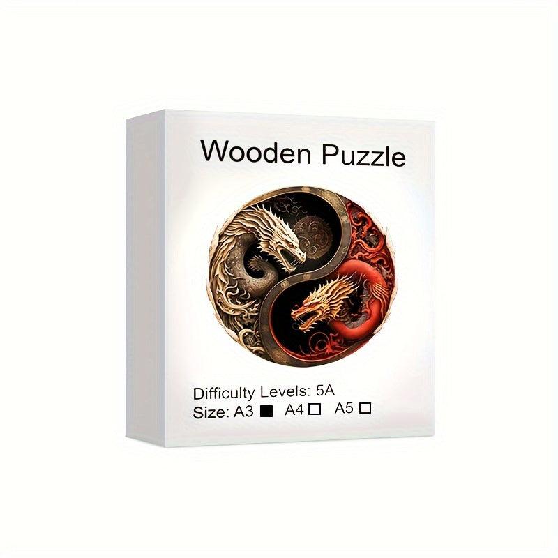 Dragon Yin And Yang Wooden Puzzle Alien Animal Puzzle Adult Puzzle