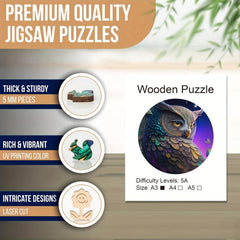 Owl Theme Round Wooden Puzzle Irregular Shaped Jigsaw Wooden Toy