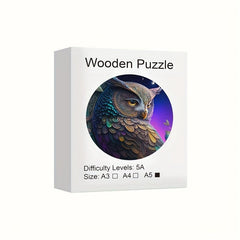 Owl Theme Round Wooden Puzzle Irregular Shaped Jigsaw Wooden Toy