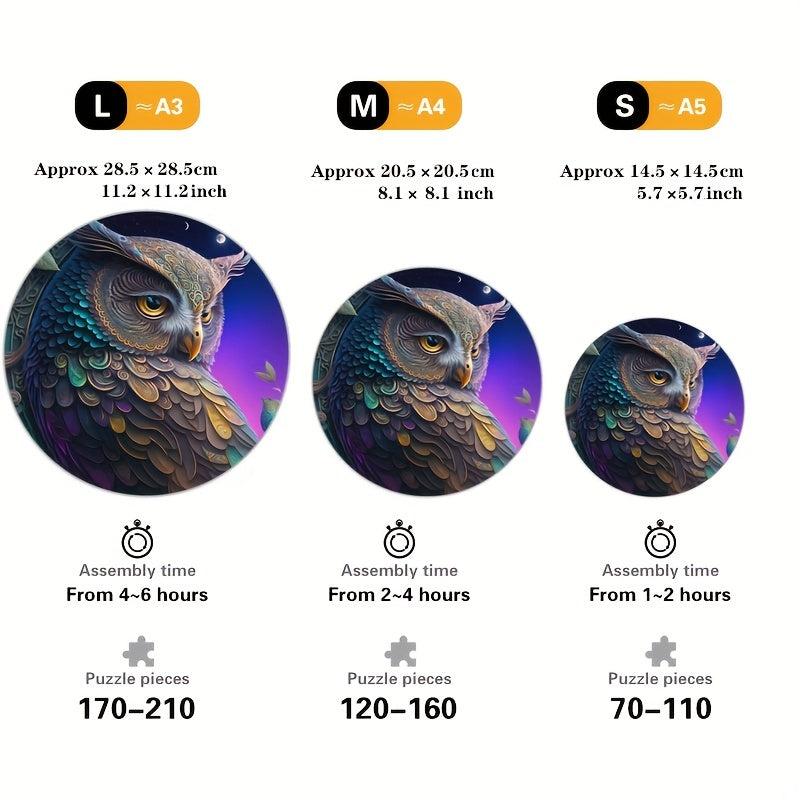 Owl Theme Round Wooden Puzzle Irregular Shaped Jigsaw Wooden Toy