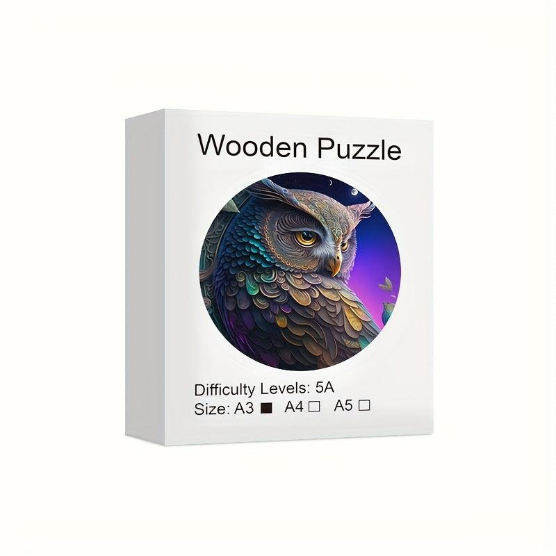 Owl Theme Round Wooden Puzzle Irregular Shaped Jigsaw Wooden Toy