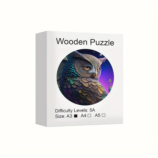 Owl Theme Round Wooden Puzzle Irregular Shaped Jigsaw Wooden Toy