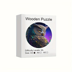 Owl Theme Round Wooden Puzzle Irregular Shaped Jigsaw Wooden Toy