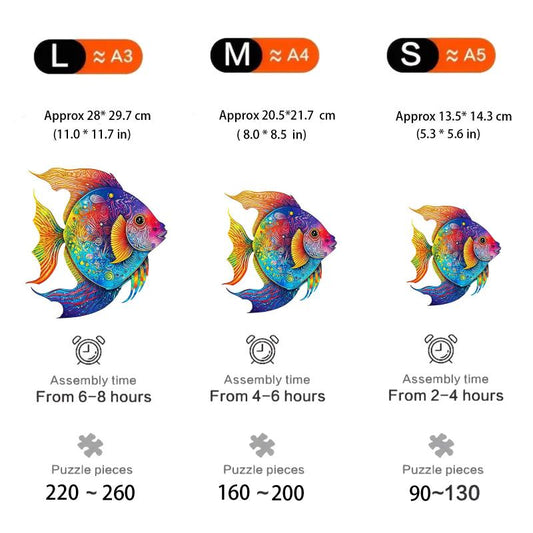 Colorful Fish Wooden Jigsaw Puzzle AnimalShaped Puzzle