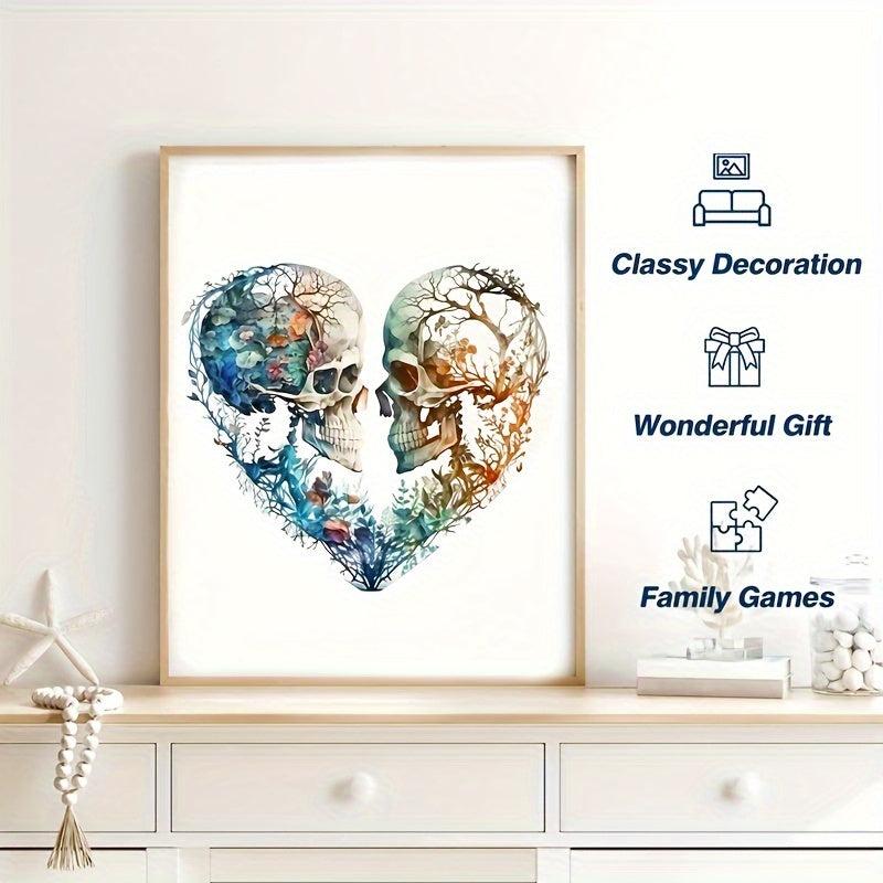 Heart Shaped Skull Wooden Puzzle - Unique Design High Quality