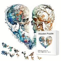 Heart Shaped Skull Wooden Puzzle - Unique Design High Quality