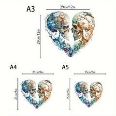 Heart Shaped Skull Wooden Puzzle - Unique Design High Quality
