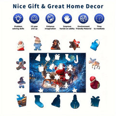 Christmas Theme Shaped Wooden Jigsaw Puzzle Art For Adults