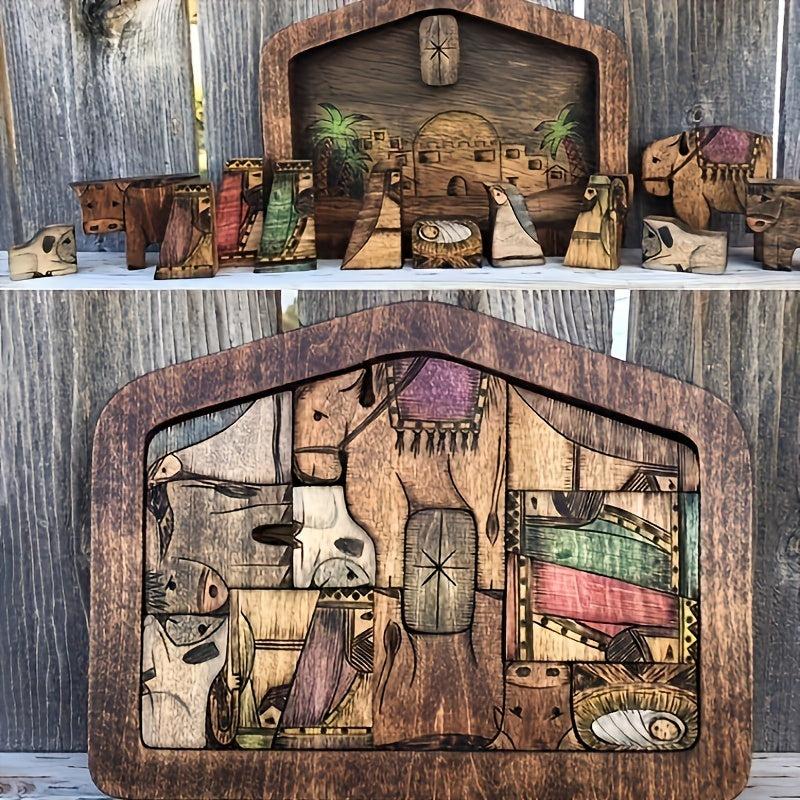 Wooden Puzzle Christmas Home Decoration Easter Jesus Puzzle