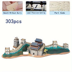 3D Wooden Puzzle Chinese Famous Building Great Wall DIY Toy
