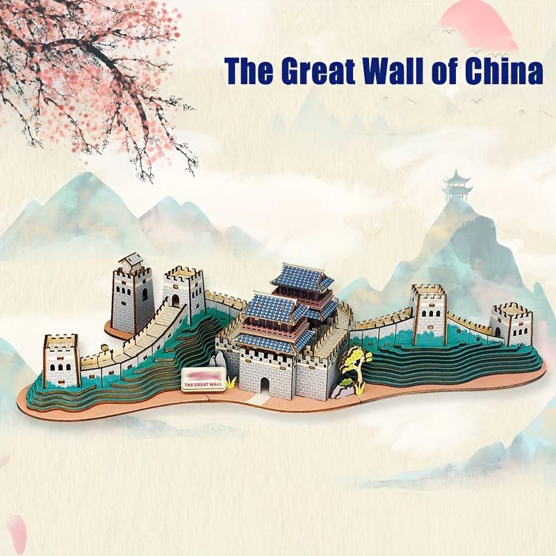 3D Wooden Puzzle Chinese Famous Building Great Wall DIY Toy