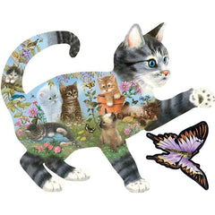 Animal Wooden Puzzle Cat Butterfly 3D DIY Craft Christmas Gift Jigsaw Puzzle