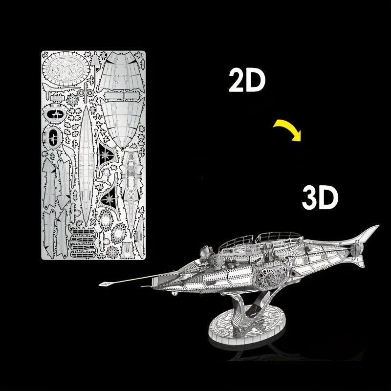Stainless Steel Metal Puzzle Parrot Submarine Boat Model
