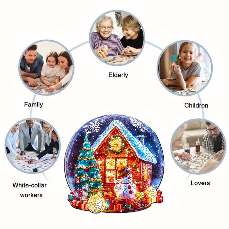 Wooden Christmas House Jigsaw Puzzle Adult Children Creative Gift