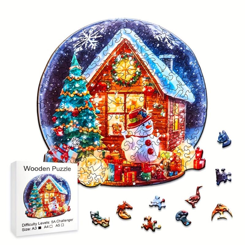 Wooden Christmas House Jigsaw Puzzle Adult Children Creative Gift