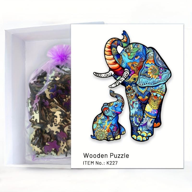 Elephant Wooden Puzzle Concentration Training Gift