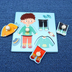 Kids Scratching Board 3D Puzzle Toy Wooden Clothing Cognitive Toy