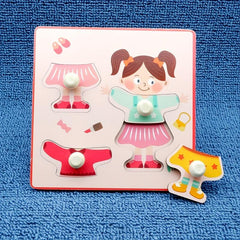 Kids Scratching Board 3D Puzzle Toy Wooden Clothing Cognitive Toy